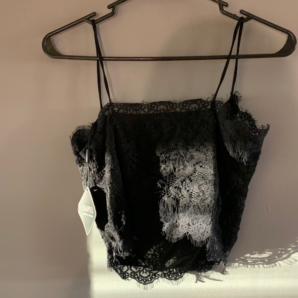 cropped lace tank top